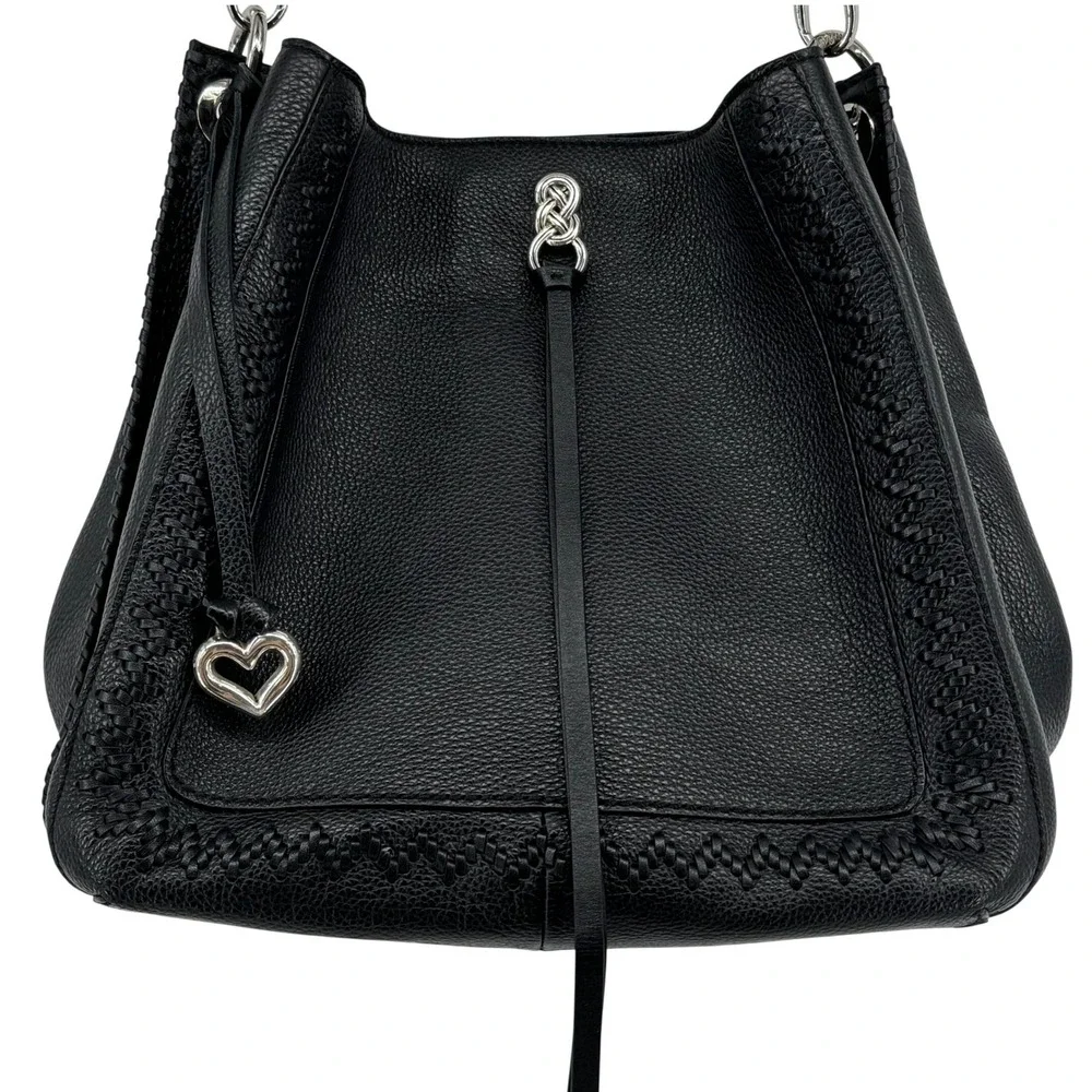 Brighton Interlok‎ Georgia Leather Shoulder Hobo Purse Black Mint Condition Chic